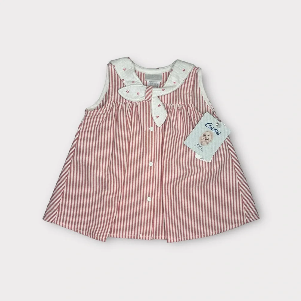 Carter's Vintage Striped Pink & White Top & Bloomer Matching Set